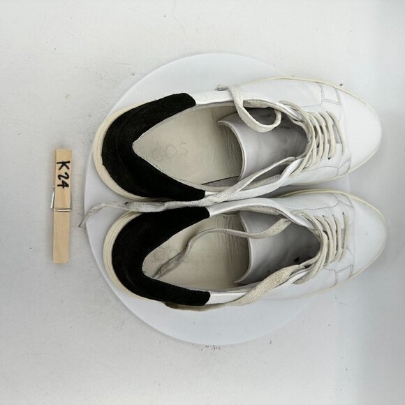 COS Low Top Trainer Men Size 10.5 Leather Casual Sneaker Shoes White Black - Picture 12 of 13